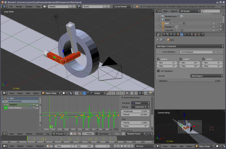Vehicle suspension action animation in Blender Glass Roof